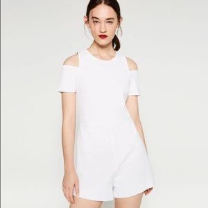 Zara basic white romper women's S